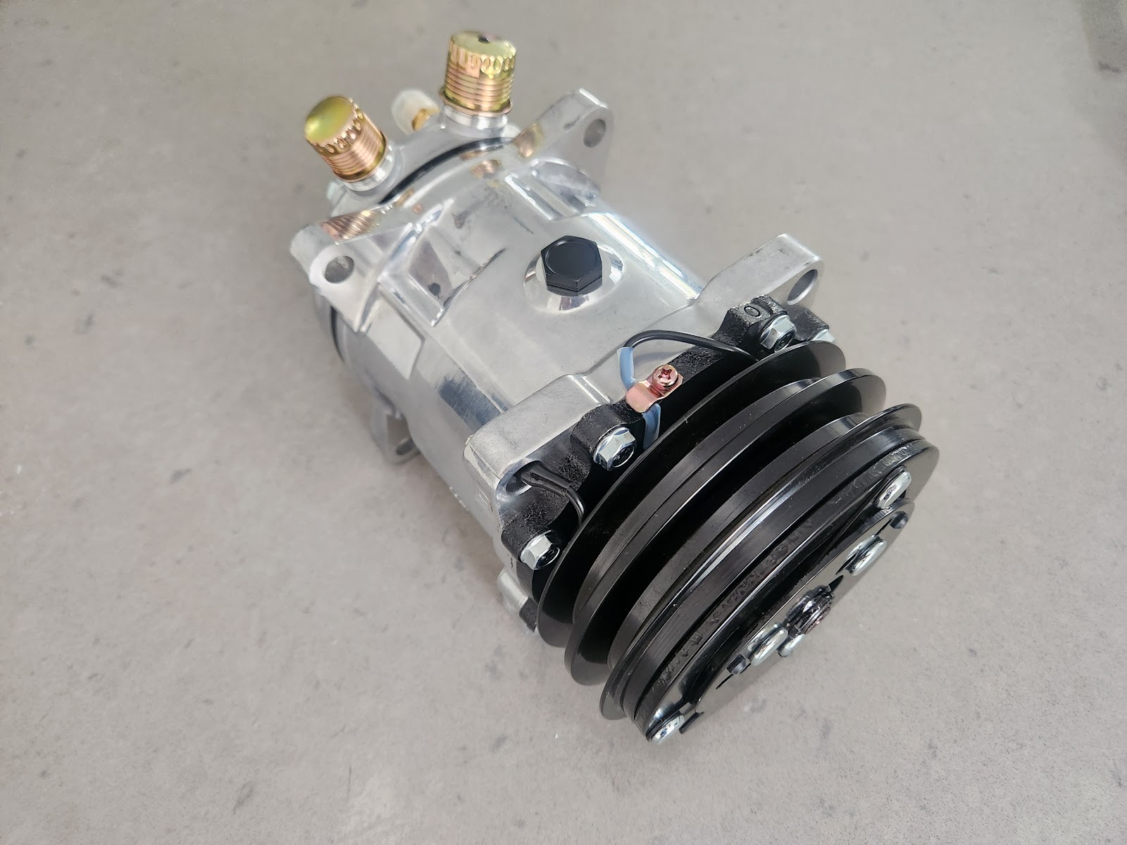 Another view of a new compressor on the workshop floor